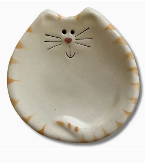 3" CAT DISH WHITE/YELLOW TIGER 