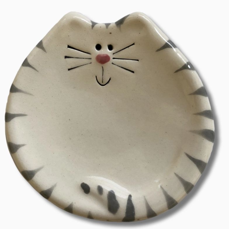 3" CAT DISH WHITE/GRAY  TIGER