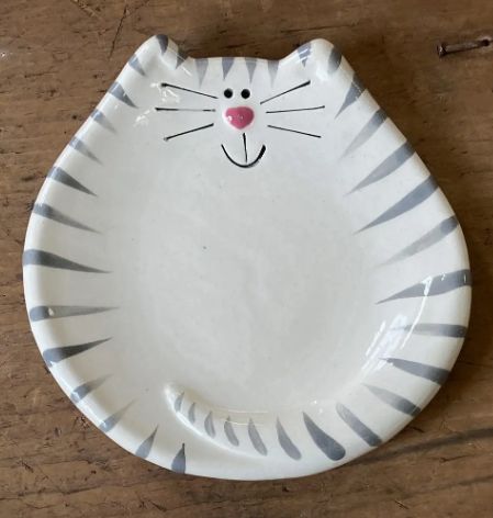 5" CAT DISH WHITE/GRAY TIGER
