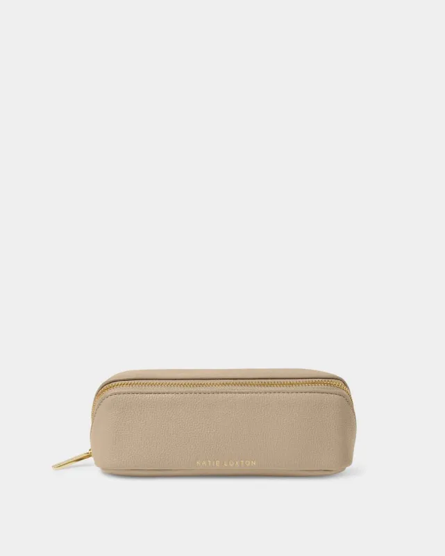FOLD OUT MIRROR MAKE UP BAG TAUPE