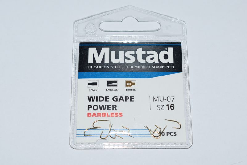 Mustad Wide Gape Power SZ 16 Barbless