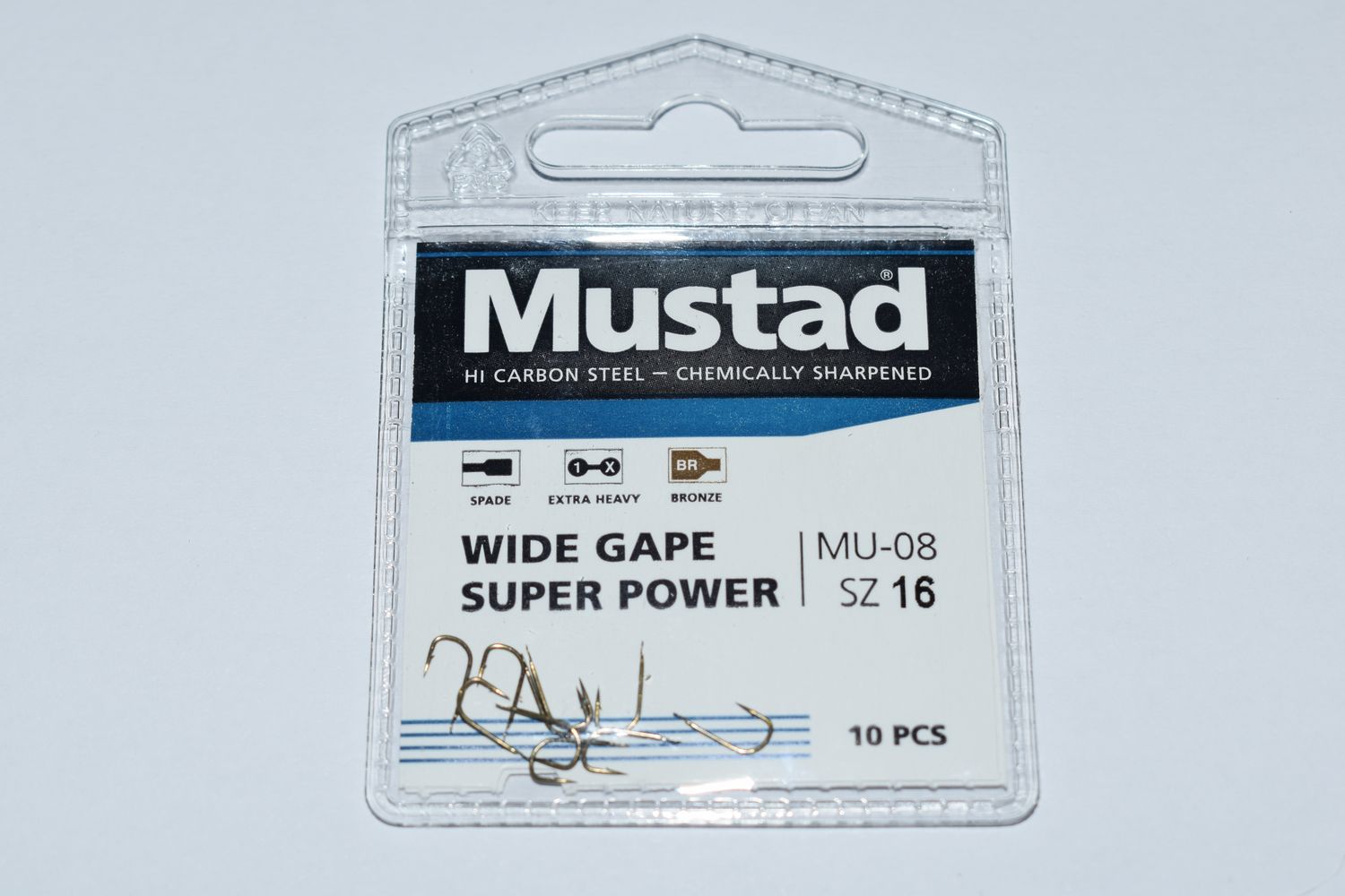 Mustad Wide Gape Super Power SZ 16 Met Weerhaak