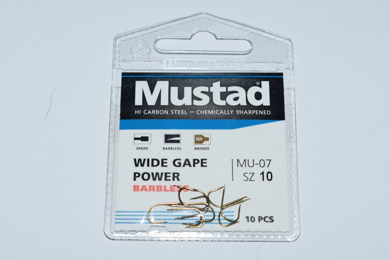 Mustad Wide Gape Power Barbless SZ 10