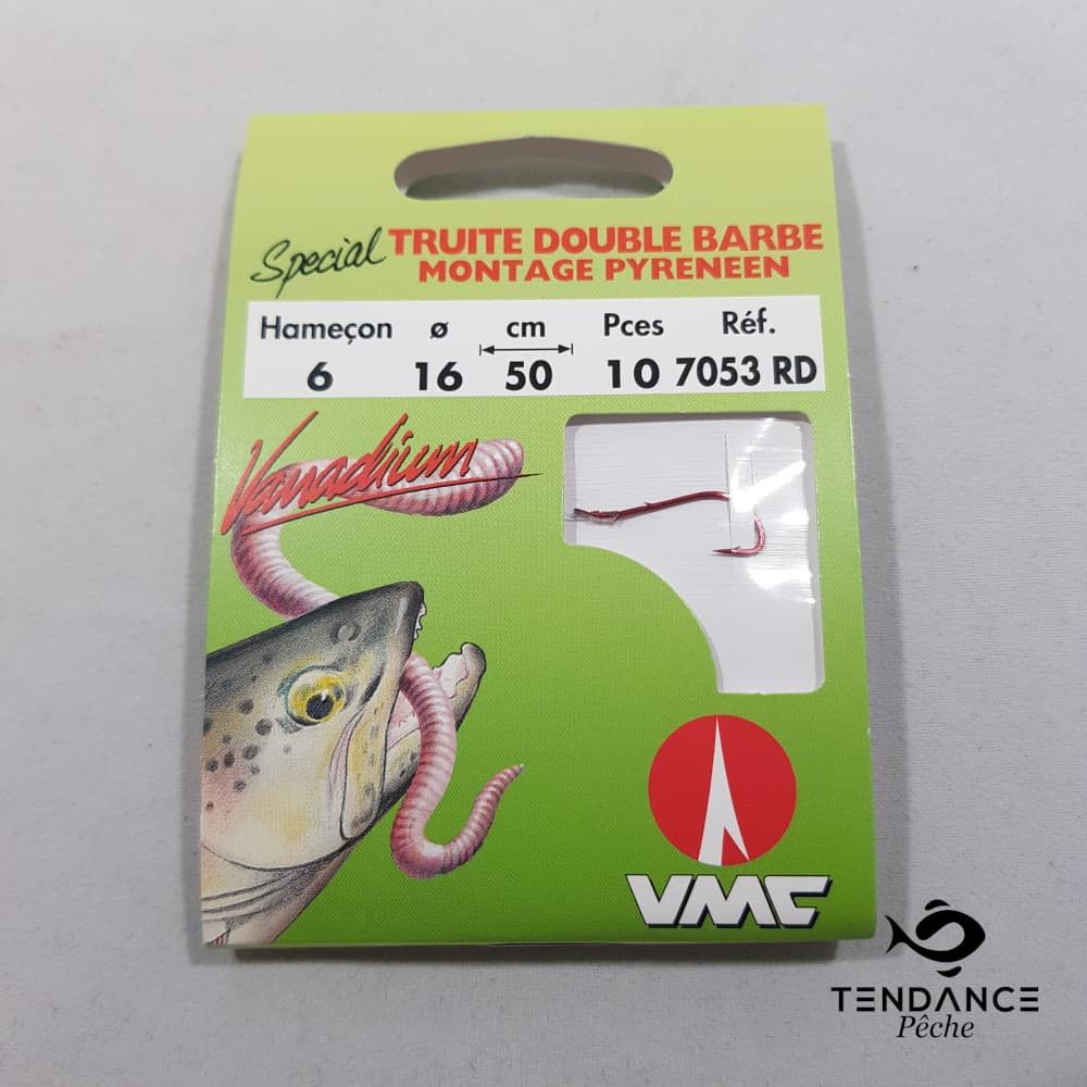 Speciale forel dubbele rode baard 7053 RD 50 cm Haken nr. 10 op nylon 12/100