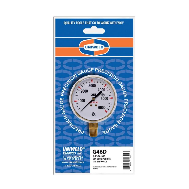 Pressure Gauge, 2.5" Brass, 6000 PSI