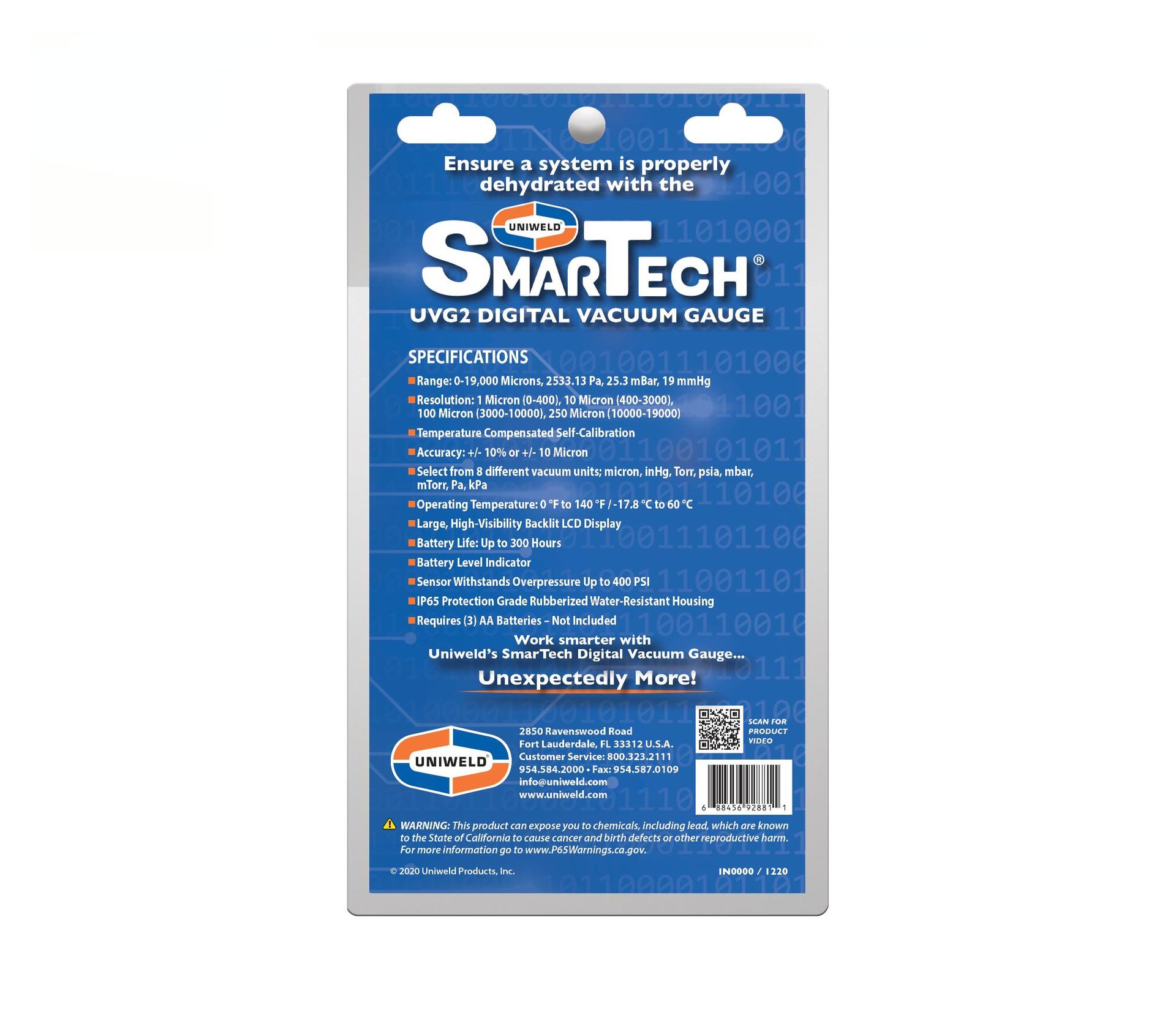 Uniweld UVG2 SmarTech Vacuum Gauge & Adapter