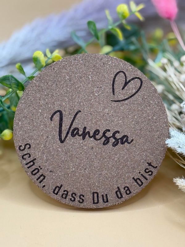 Personalisierbarer Korkuntersetzer "Name"