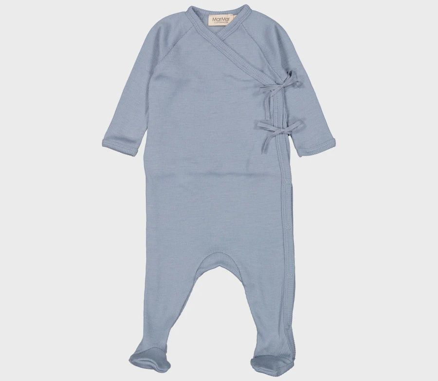 Wickelstrampler Wolle Rippenstrick Rubetta, Color: Monsoon Blue, Size: 2M/56