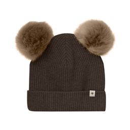 Mütze Braun mit Alpaka-Bommeln, Size: 50\12-24M