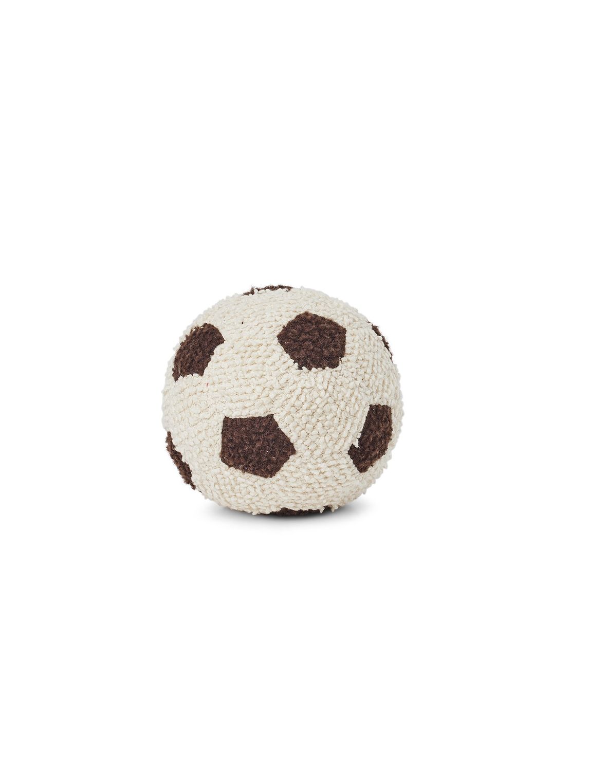 Gestrickter Ball, Bouclé, weiß/braun