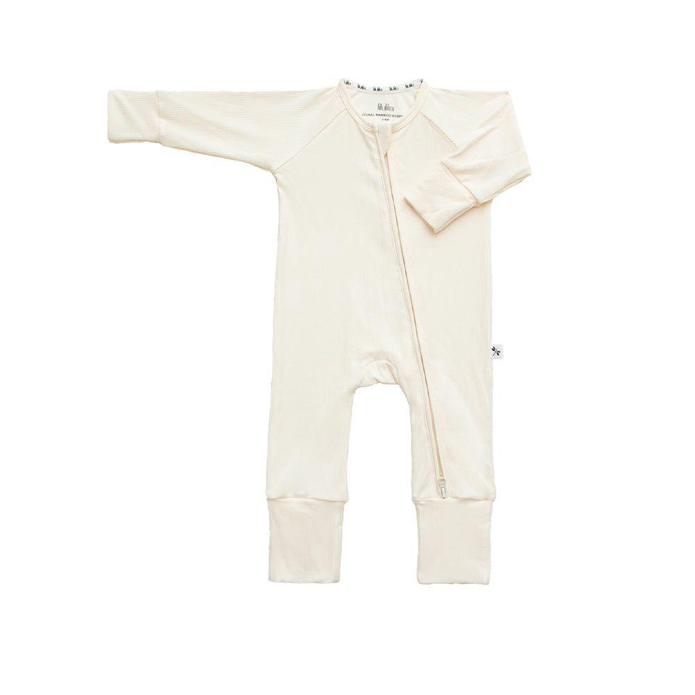Bambus Strampler Creme Gerippt, Size: 0-3m