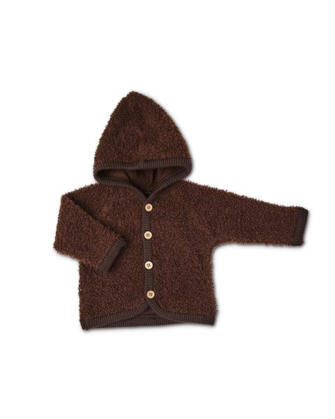 Strickjacke Bouclé Merinowolle, Braun, Color: brown, Size: 68/74