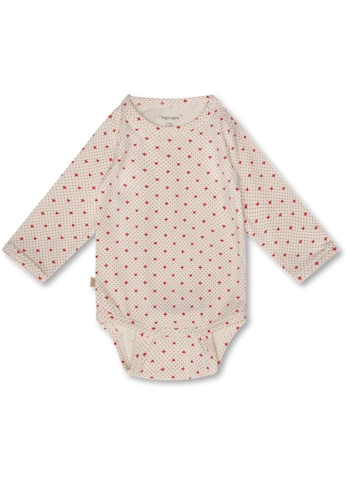 Ellis Body LS Lots of love red, Size: 62cm - 3M
