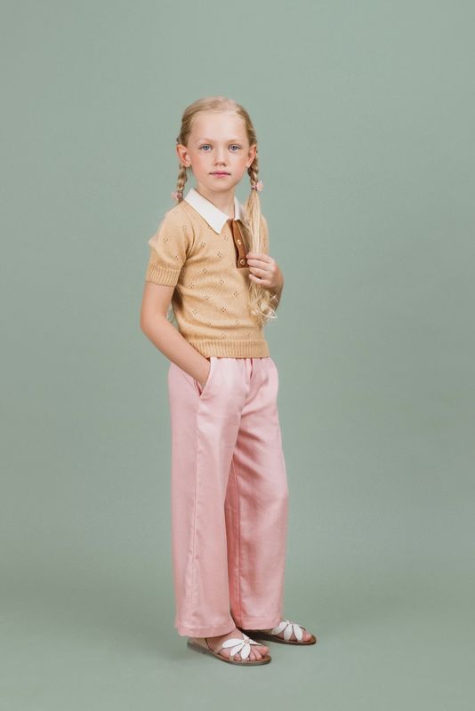 Weite Hose aus Leinenmischung Sunlit - Pink