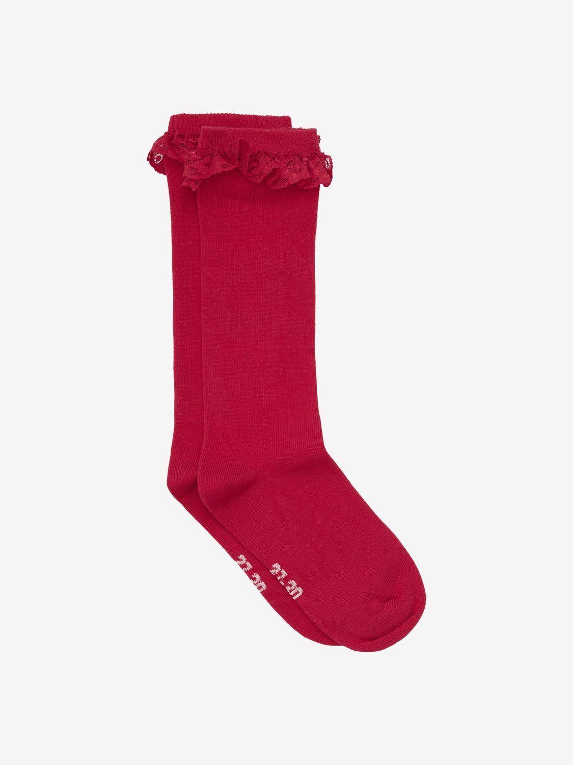 Kniestrumpf mit Spitze, Color: Rot, Size: 23\26