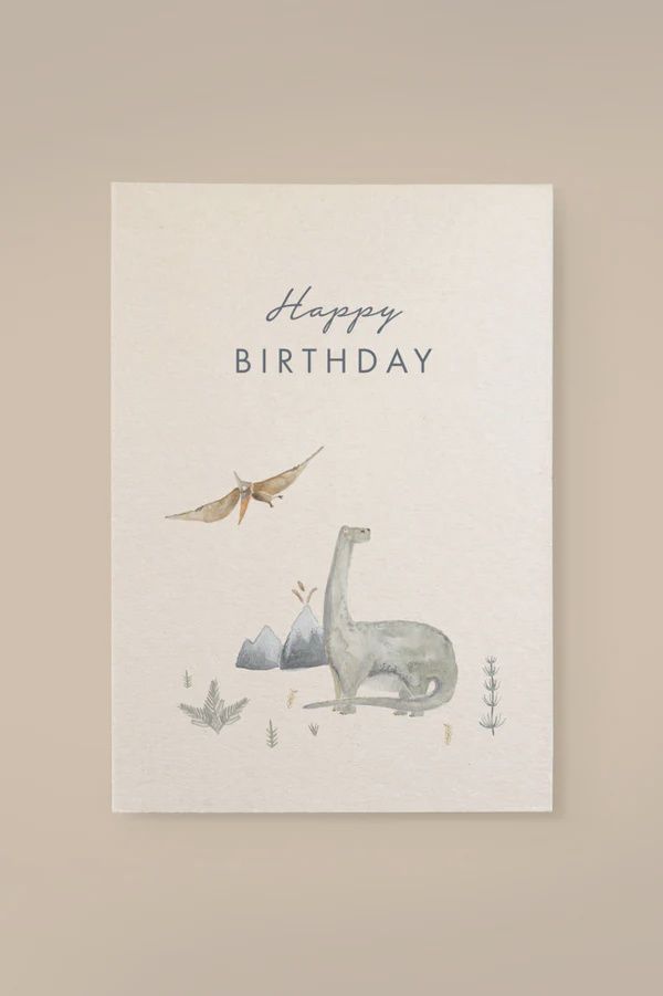 Karte Dino „Happy Birthday“ aus Holzschliffpappe
