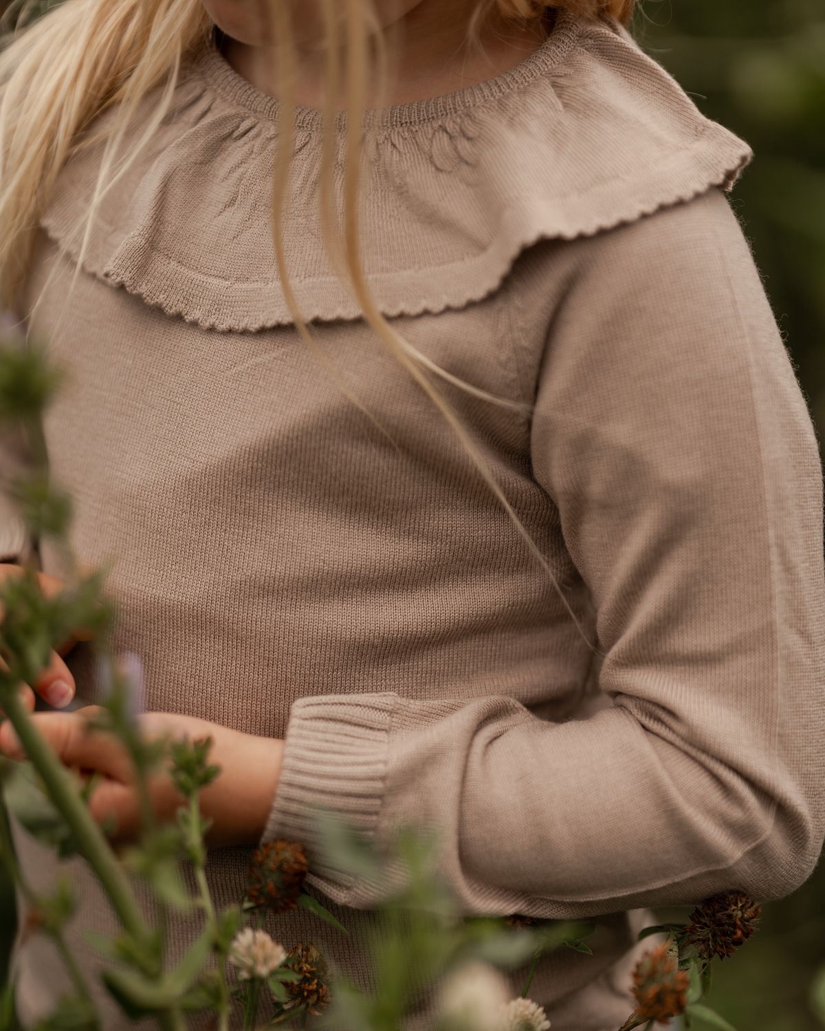 Lea Blouse, Merinowolle Cream Oatmeal, Size: 110