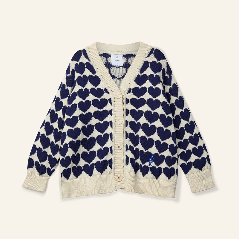 The Lovers Cardigan - Navy Maxi Heart