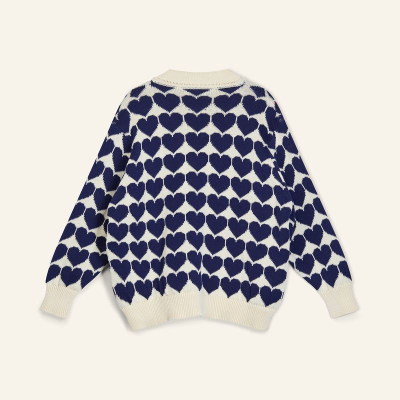 The Lovers Cardigan - Navy Maxi Heart