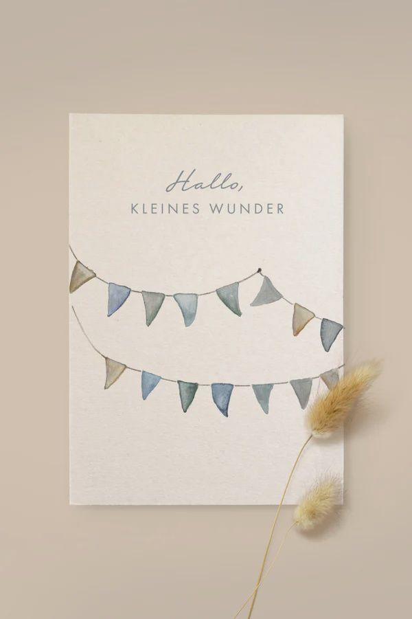 Karte Girlande &quot;Kleines Wunder&quot; aus Holzschliffpappe