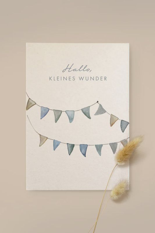 Karte Girlande &quot;Kleines Wunder&quot; aus Holzschliffpappe