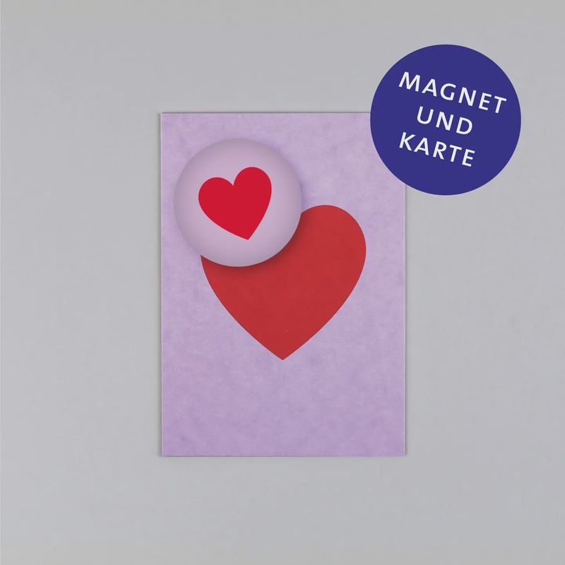Set Magnet mit Postkarte Helene + Herz