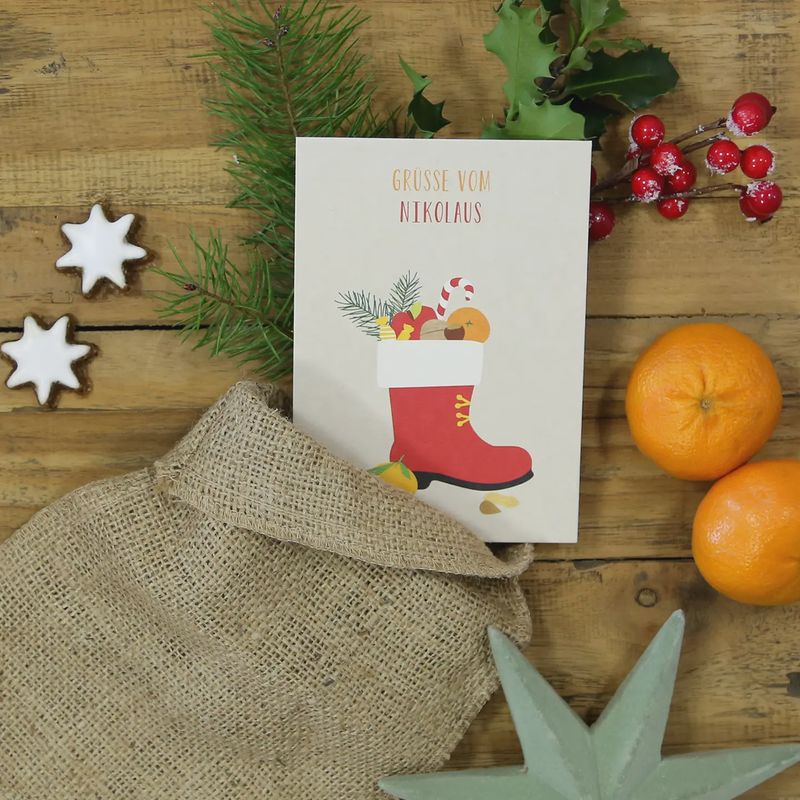 Set Magnet mit Postkarte Nikolaus