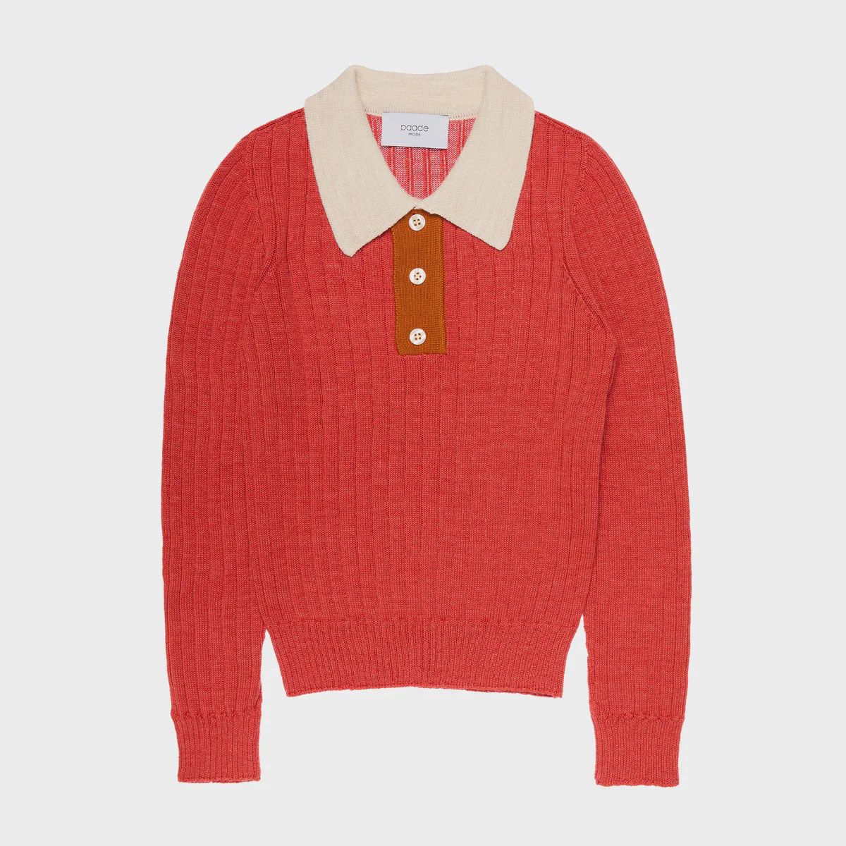 Nahtloses Poloshirt aus Wolle, Rot, Size: 6Y