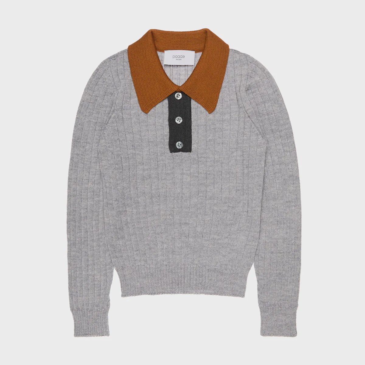 Nahtloses Poloshirt aus Wolle, Grau, Size: 7Y