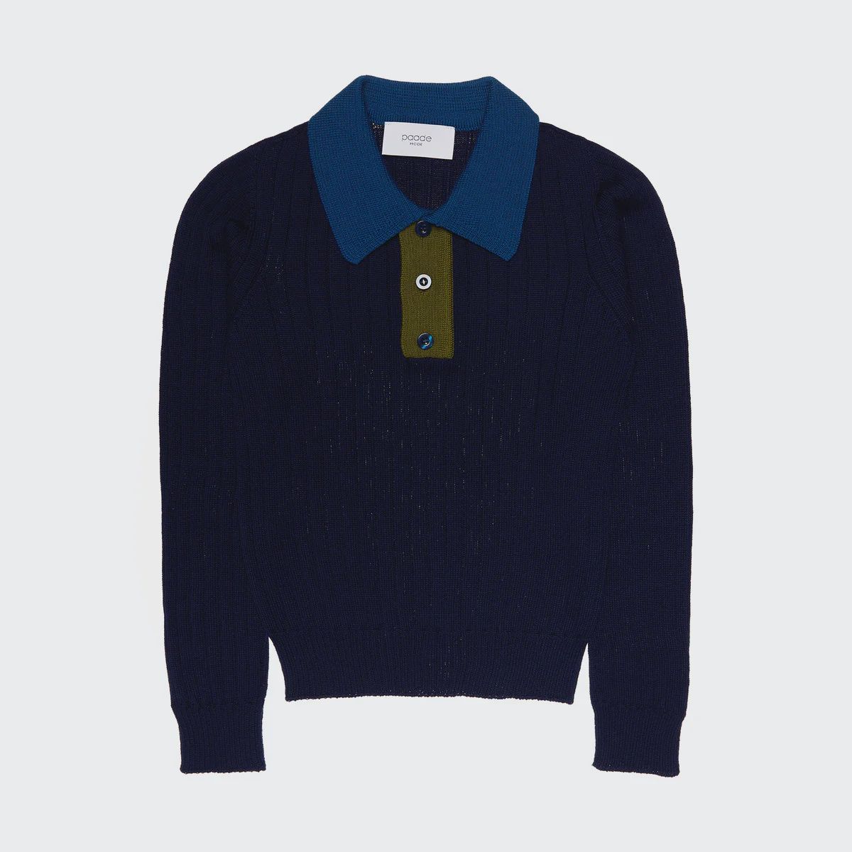 Nahtloses Poloshirt aus Wolle, Dunkelblau, Size: 6Y