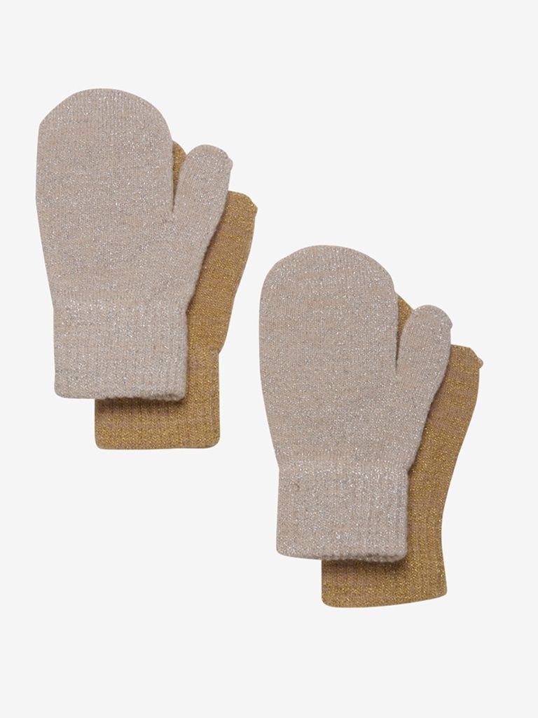 Magic Glitter Fäustlinge 2er Pack, Color: Beige Gold, Size: 1/2