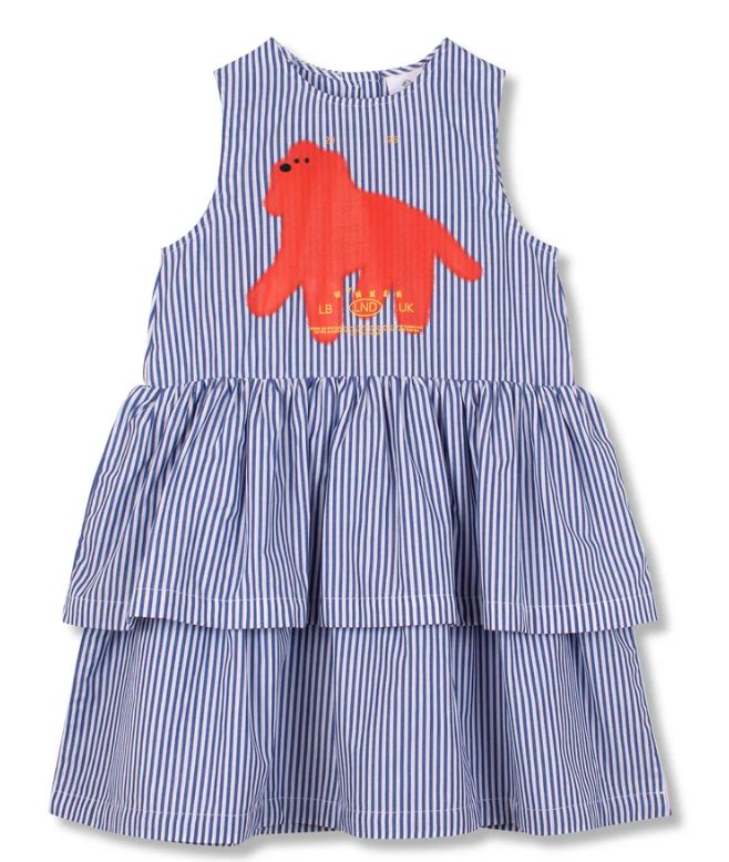 Fine Blue Stripe Kleid, Size: 3Y