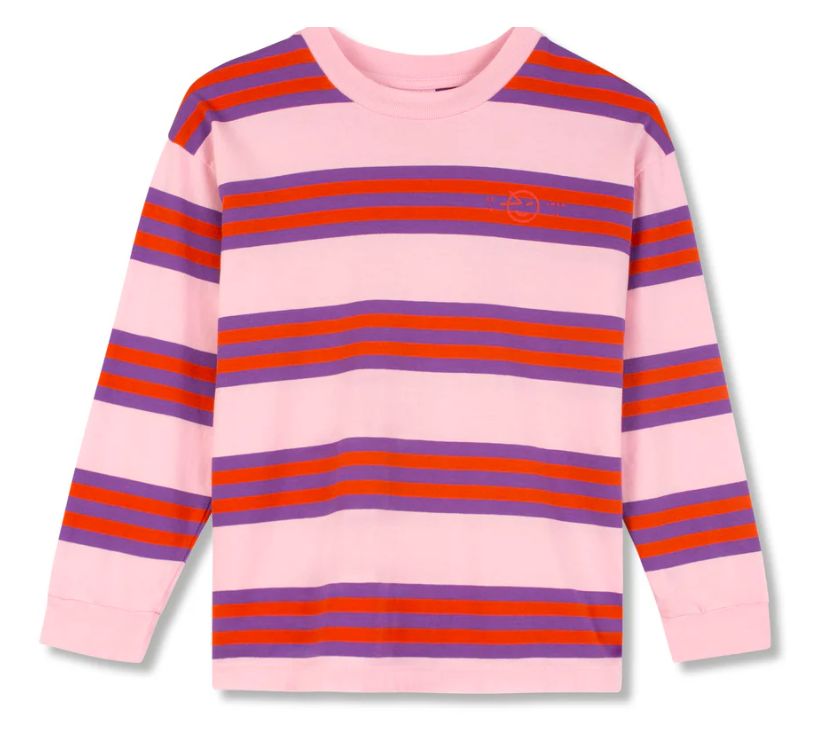 Triple Stripe Tee - Violet / Sunglow, Size: 8Y