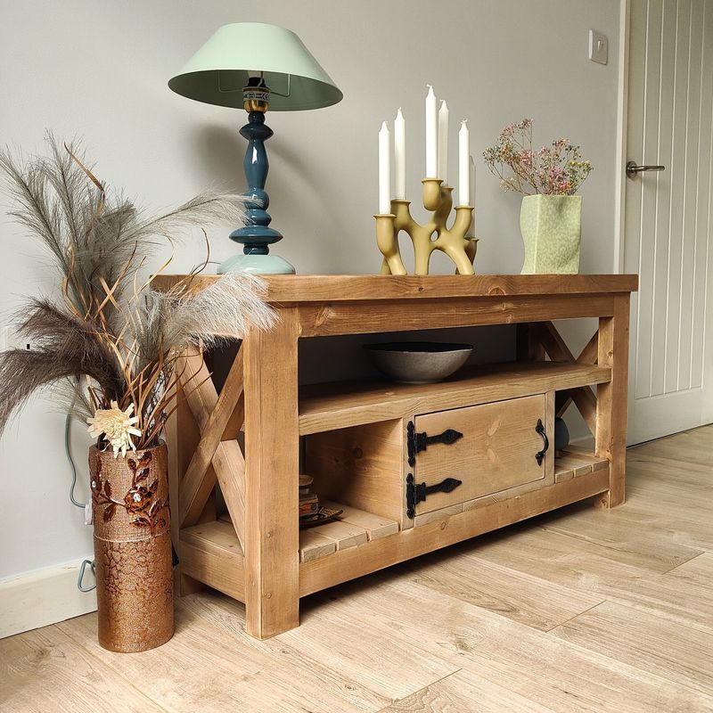 The Farmhouse Charm Console Table with Shelf and Storage