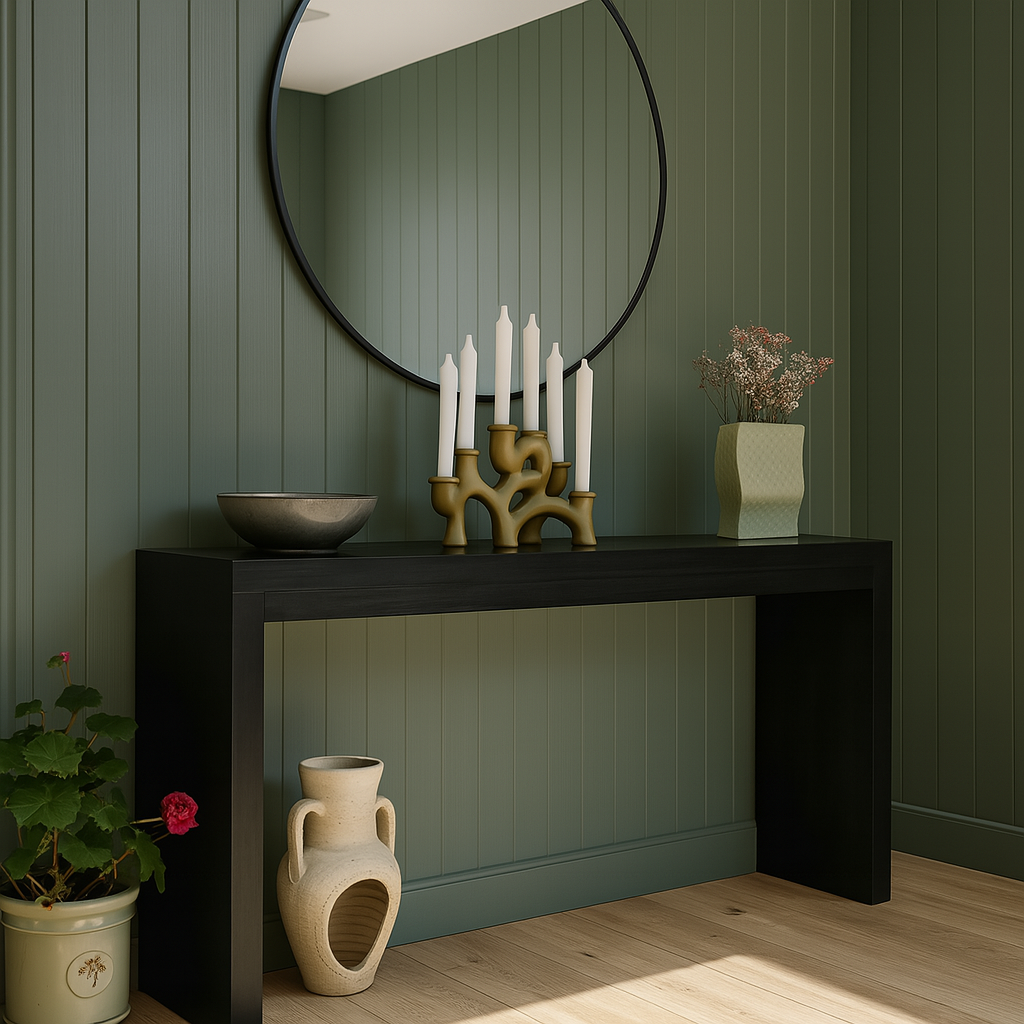 Modern Black Console Table – Handmade Solid Wood Hallway Table – Minimalist Entryway Furniture – Custom Sizes Available