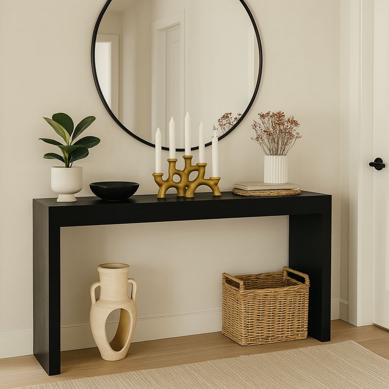 Modern Black Console Table – Handmade Solid Wood Hallway Table – Minimalist Entryway Furniture – Custom Sizes Available