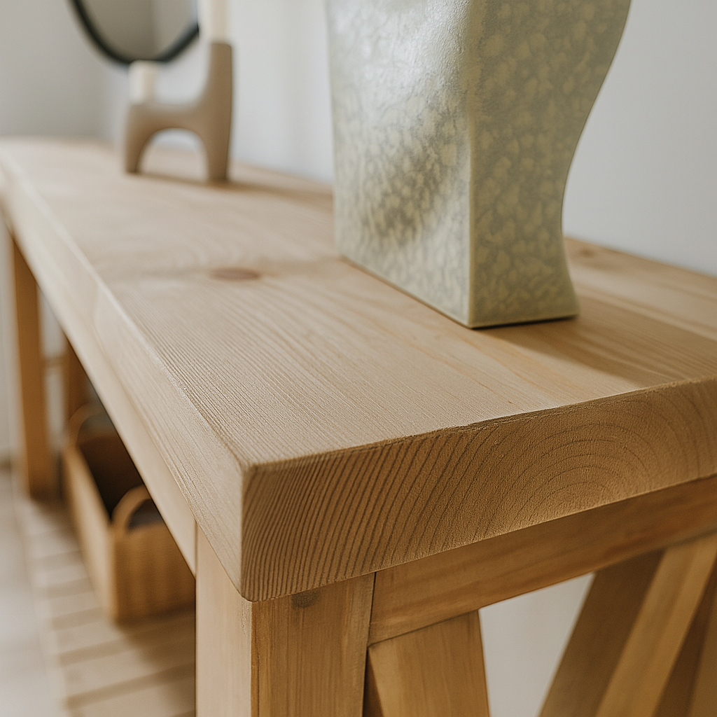 Handcrafted Rustic Console Table – Solid Wood Accent Table with Storage