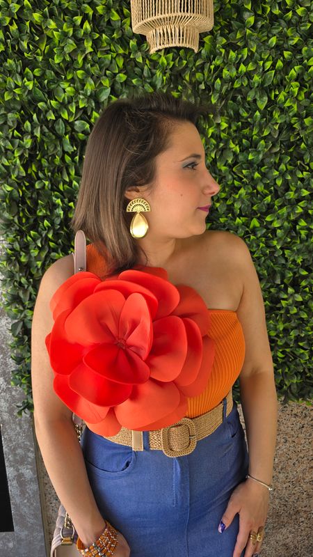 Top FLOR naranja