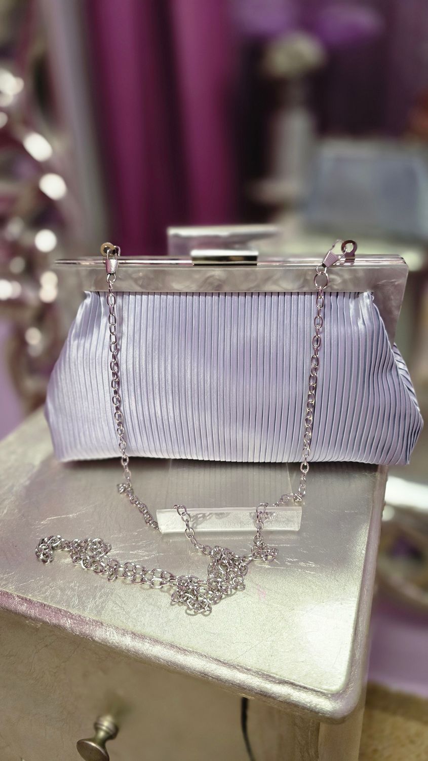 Bolso nacar/ tela  plateado