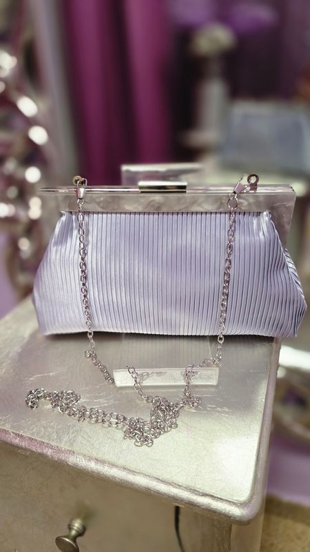 Bolso nacar/ tela  plateado
