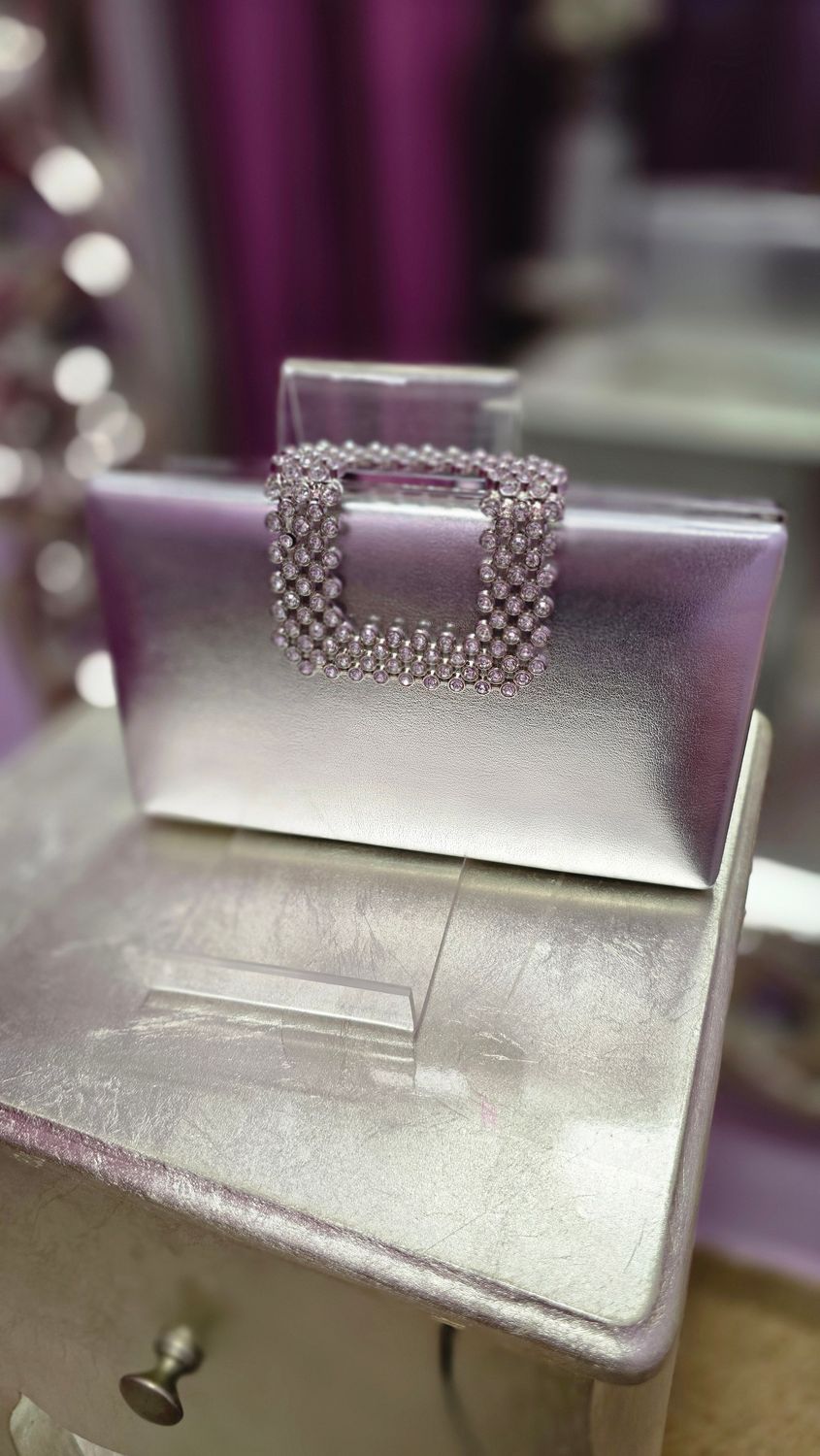 Bolso cierre cuadrado plata