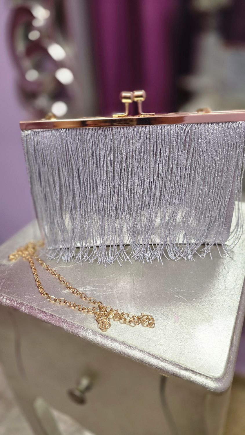 Bolso flecos plata