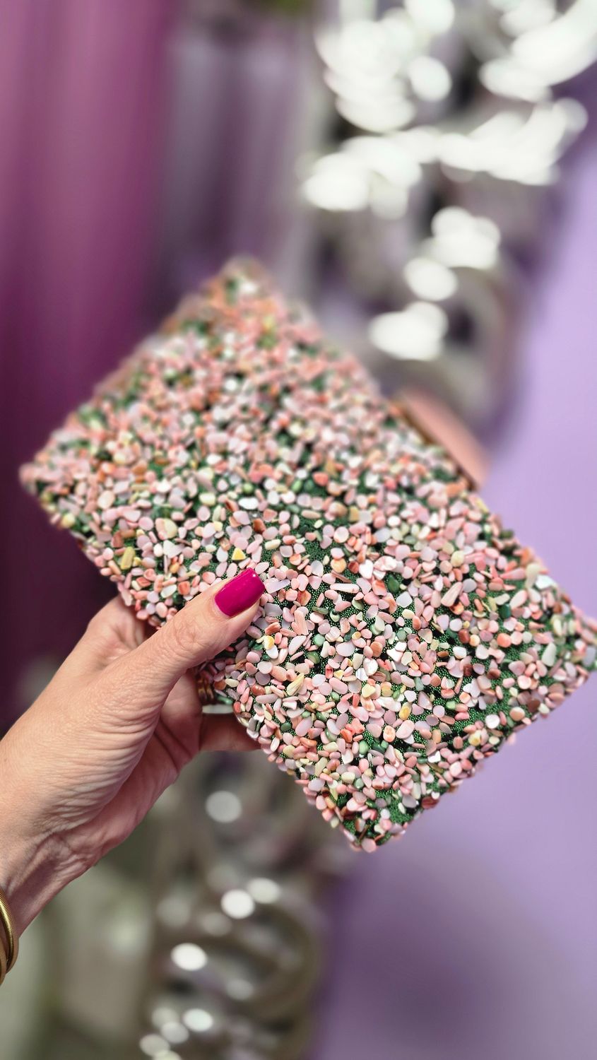 Bolso piedras rosa