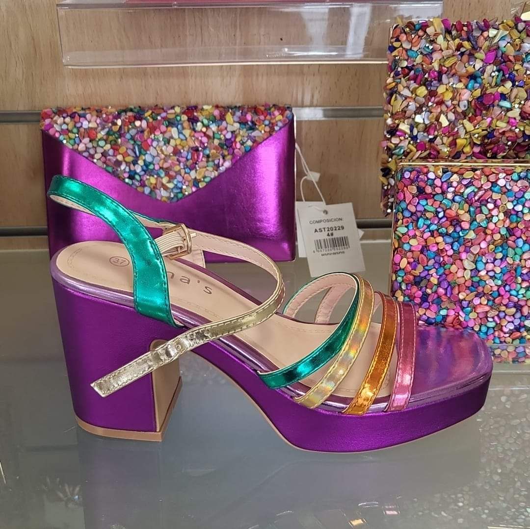Sandalia Tacón multicolor tiras
