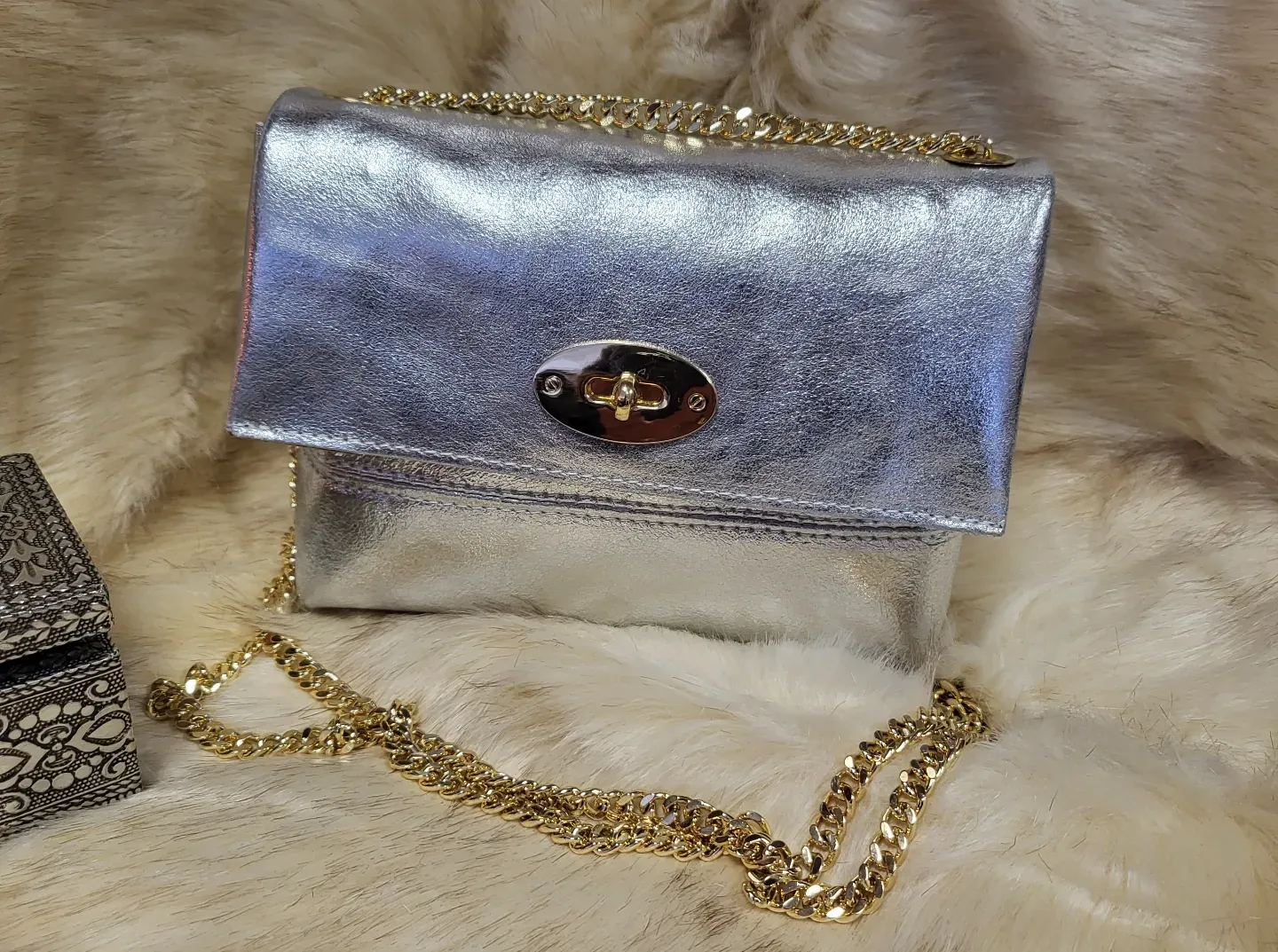 Bolso simil piel plata