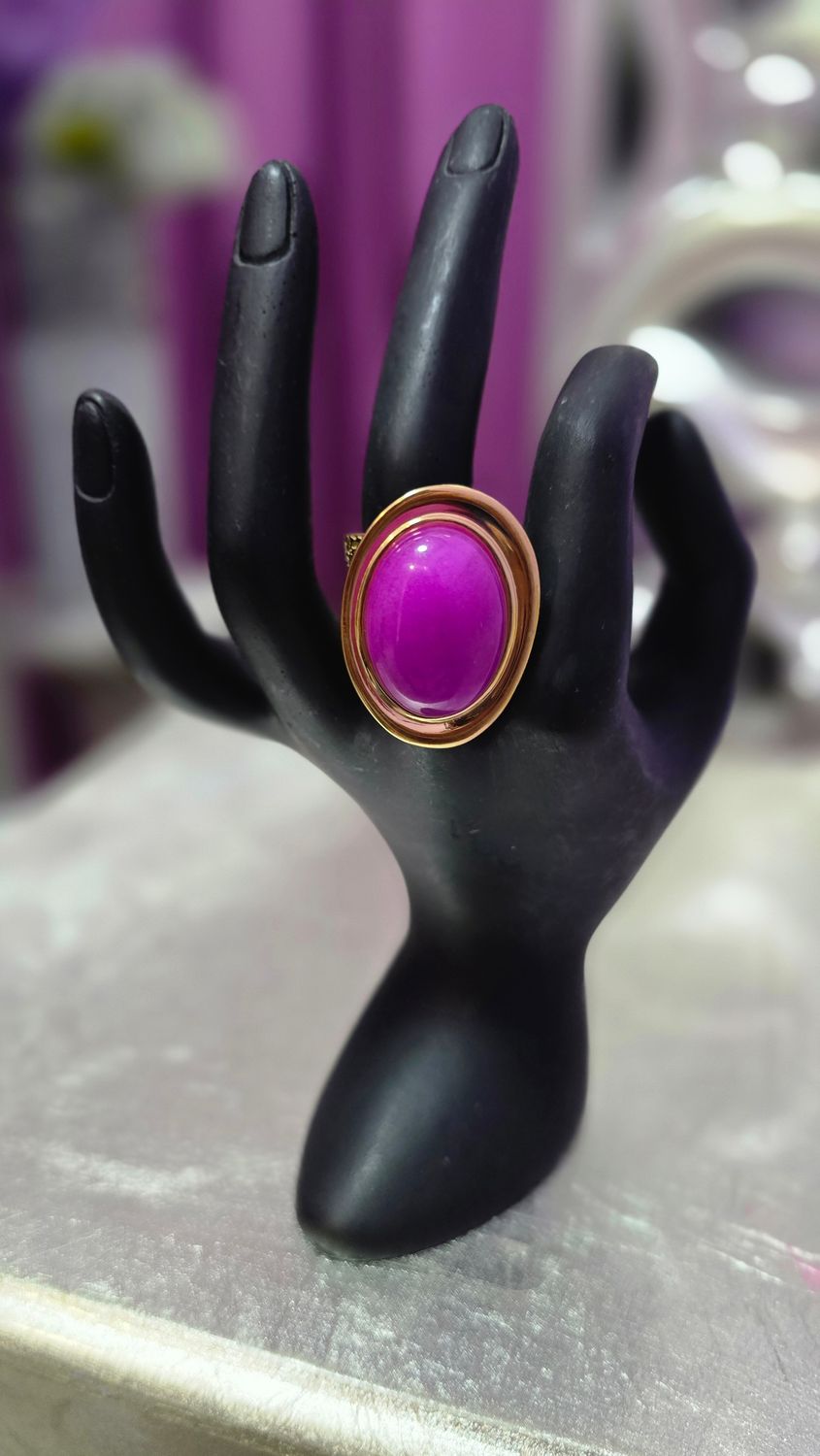 Anillo acero piedra buganvilla