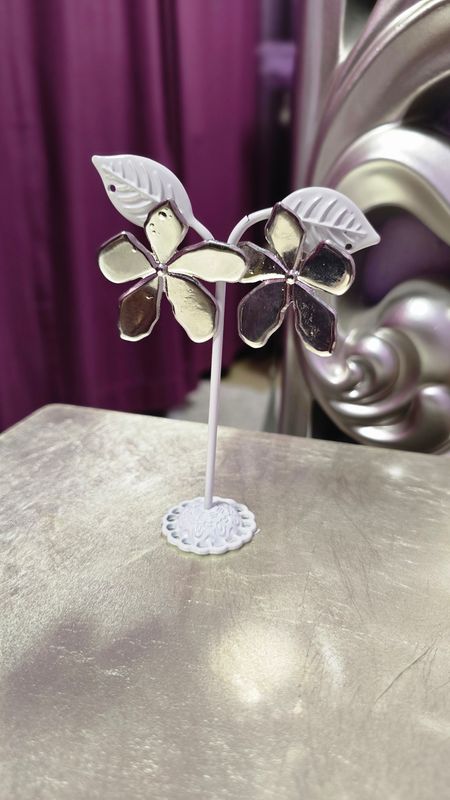 Pendientes  FLOR acero plata
