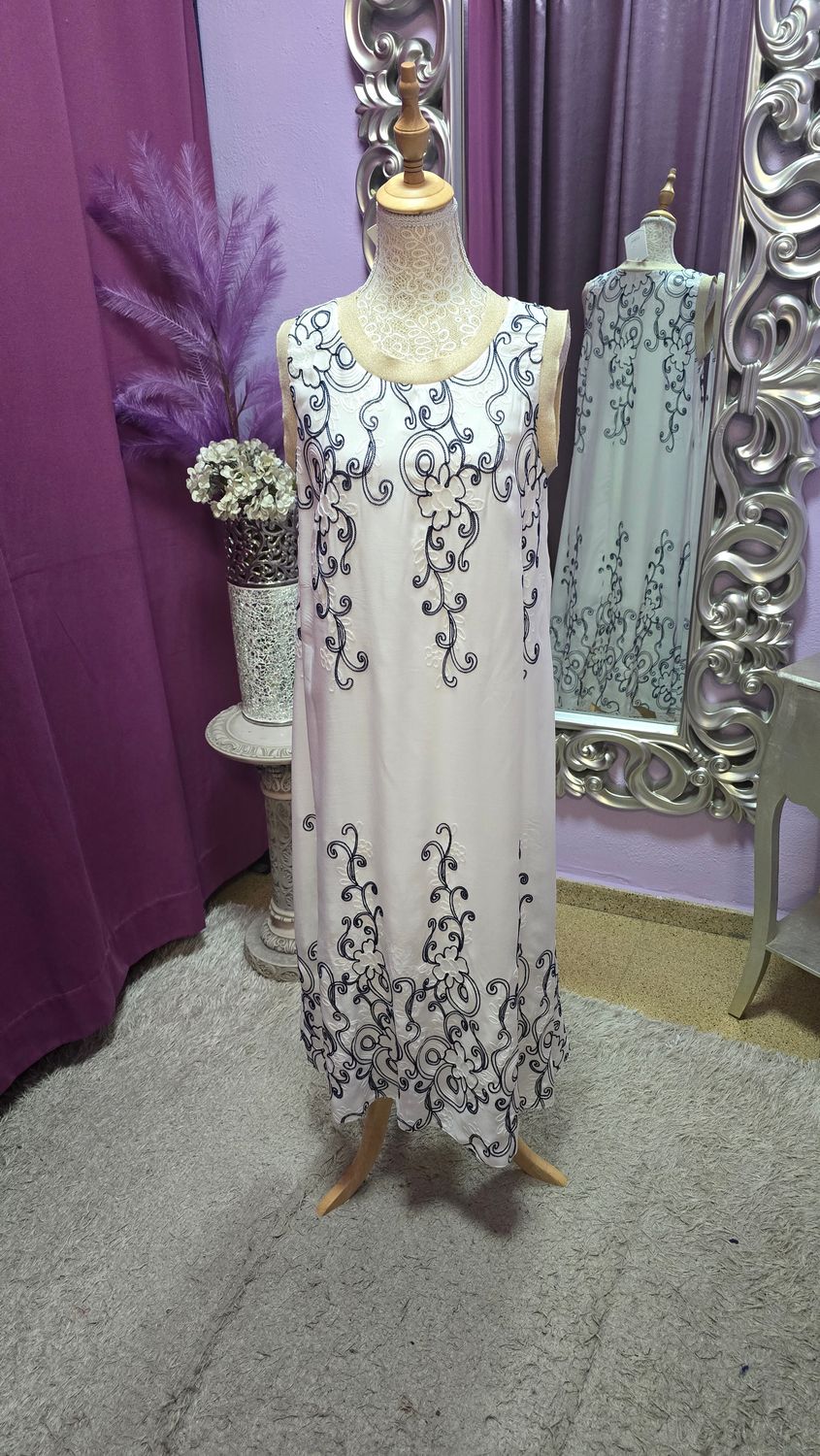 Vestido FLORA BORDADO azul