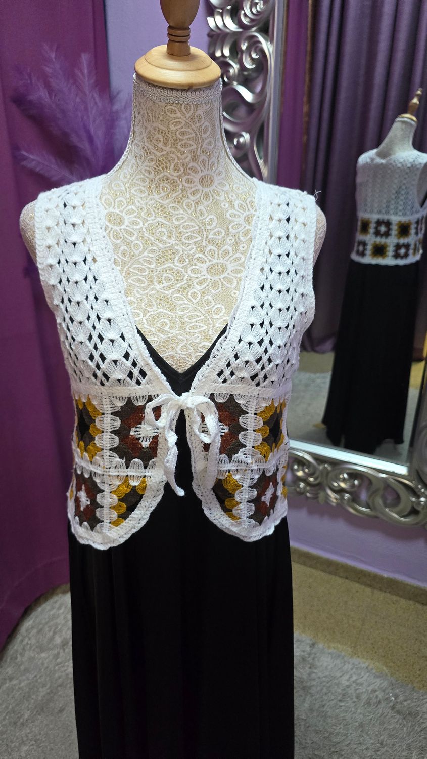 Chaleco  con parches  crochet