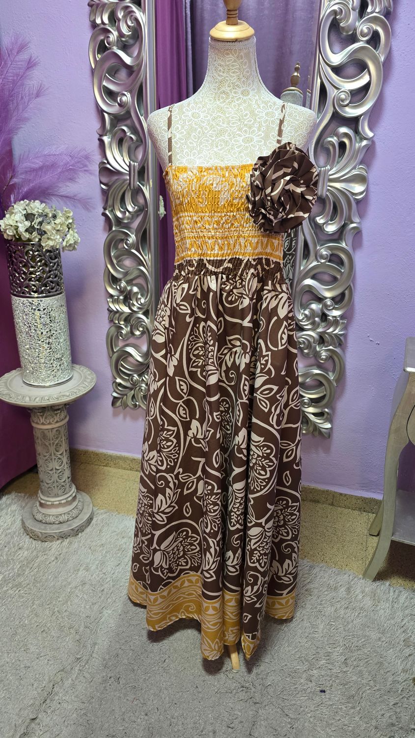 Vestido CAY MOSTAZA FLOR